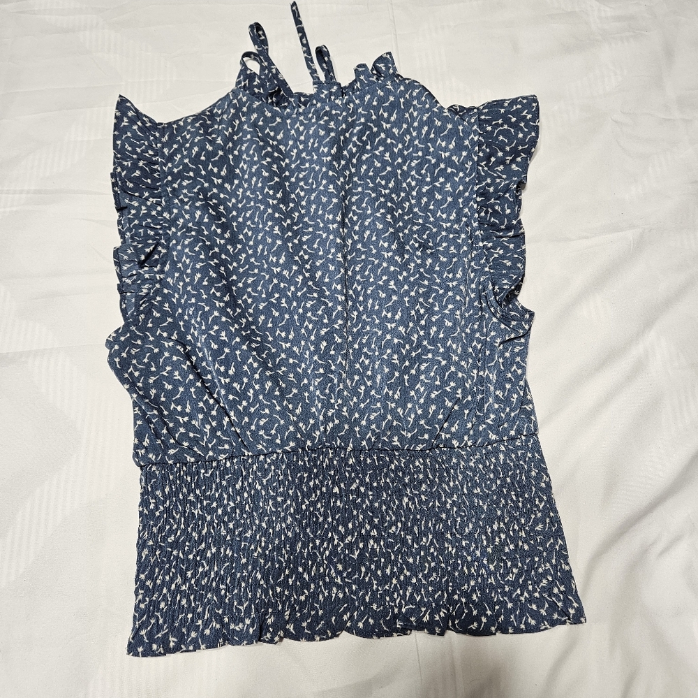 Paper Crane Ruffled Blue Top - Picture 2 of 3